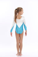 Costum gimnastica fete alb azur