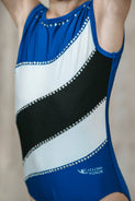 Costum de gimnastica albastru alb