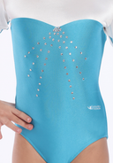 Body gimnastică artistică cu mâneci lungi alb bleu, Sky