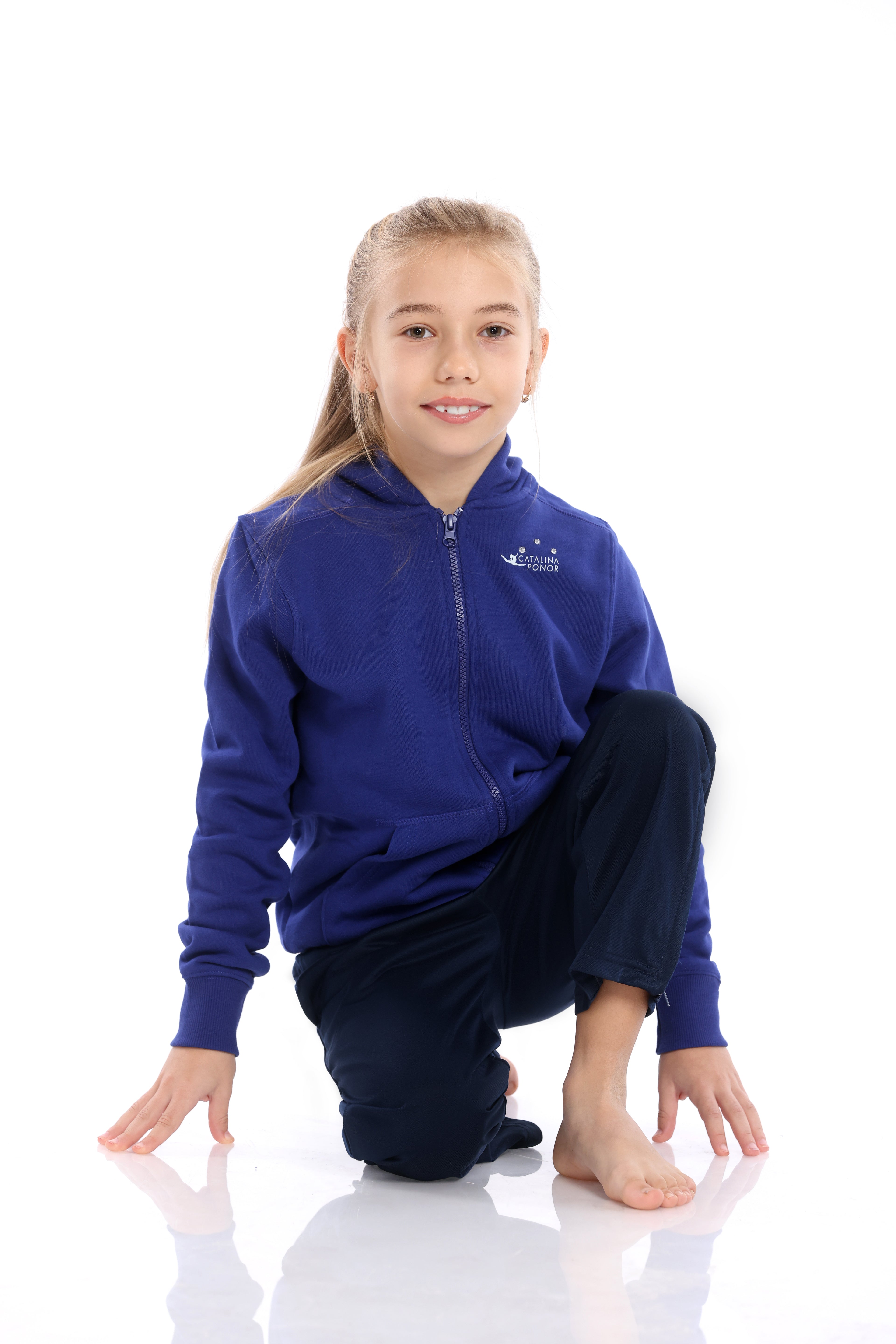 Hanorac fete bluemarin cu fermoar complet
