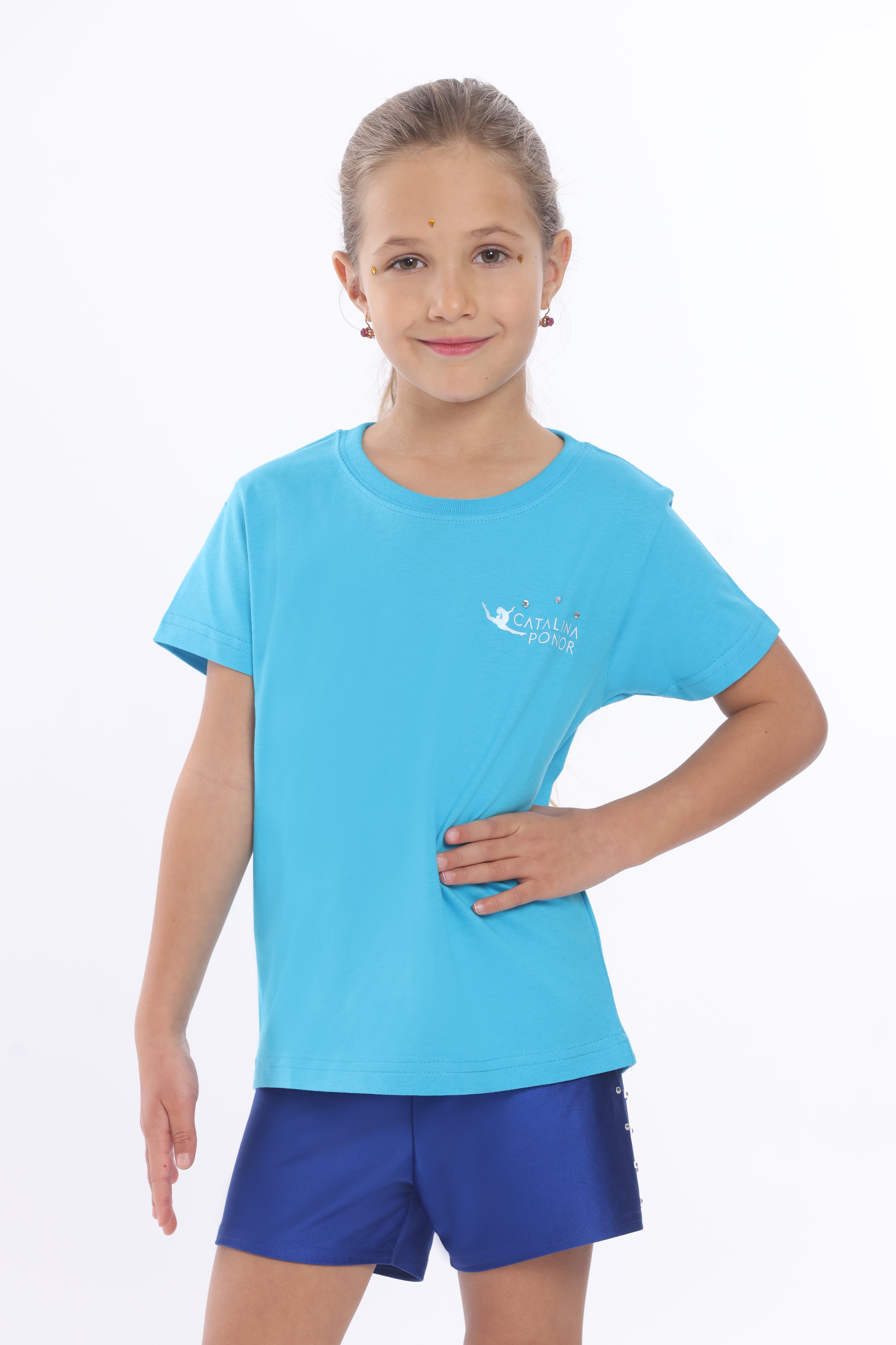 Tricou fete clasic albastru azur