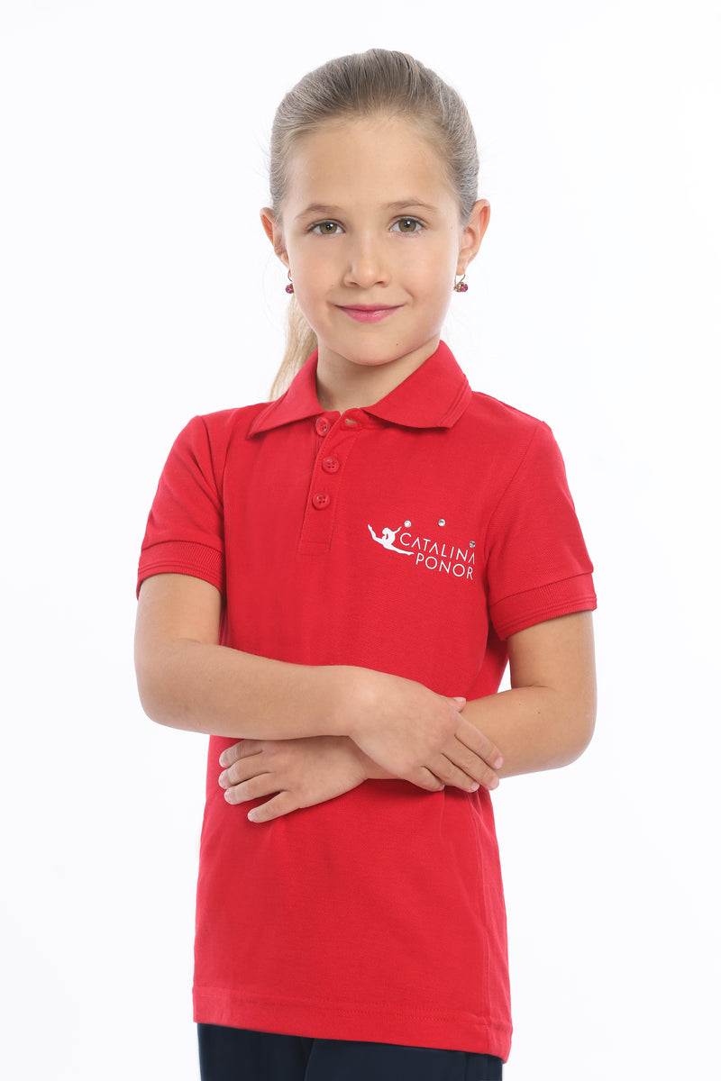Tricou polo rosu pentru fete