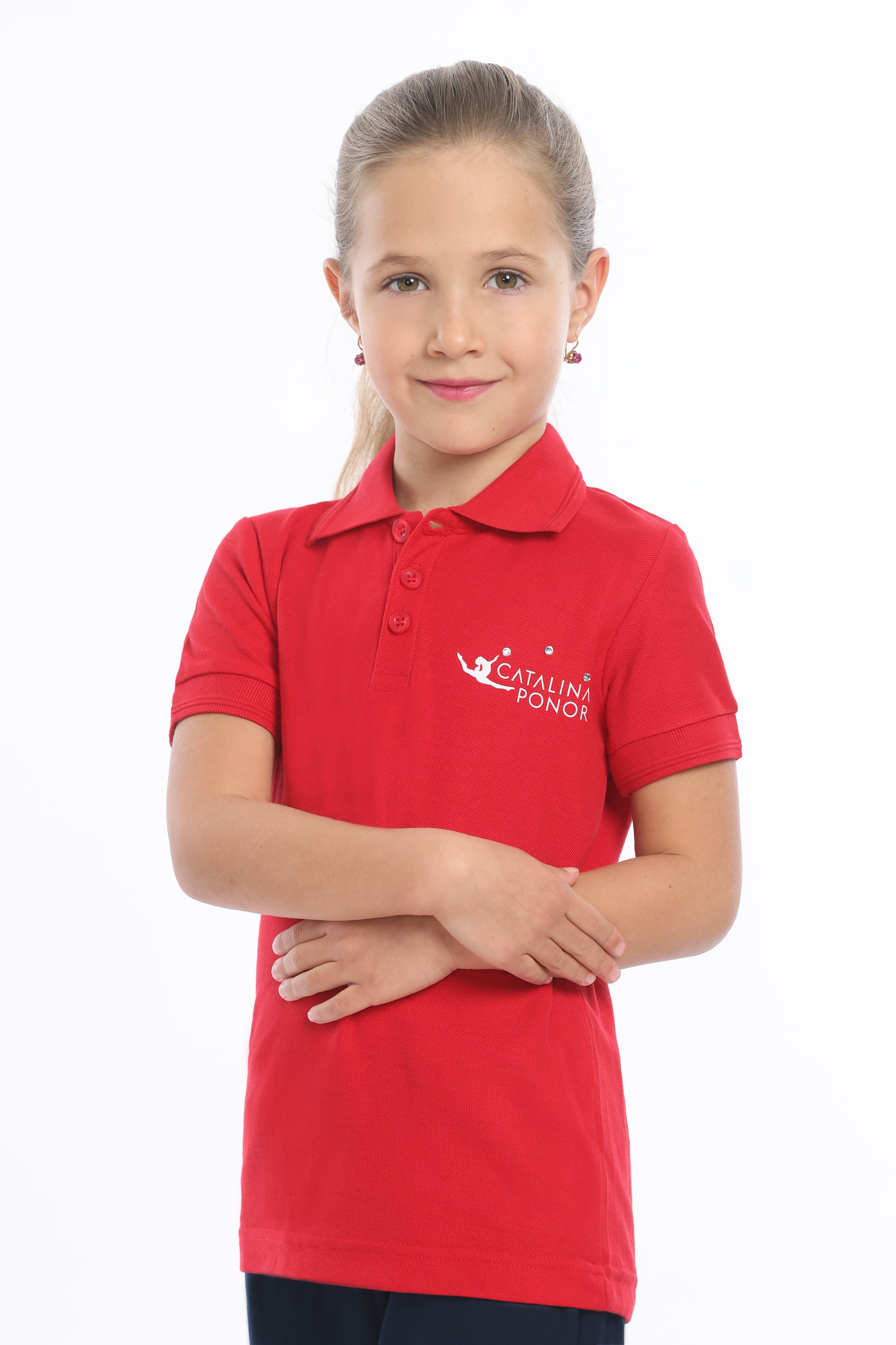 Tricou polo rosu pentru fete