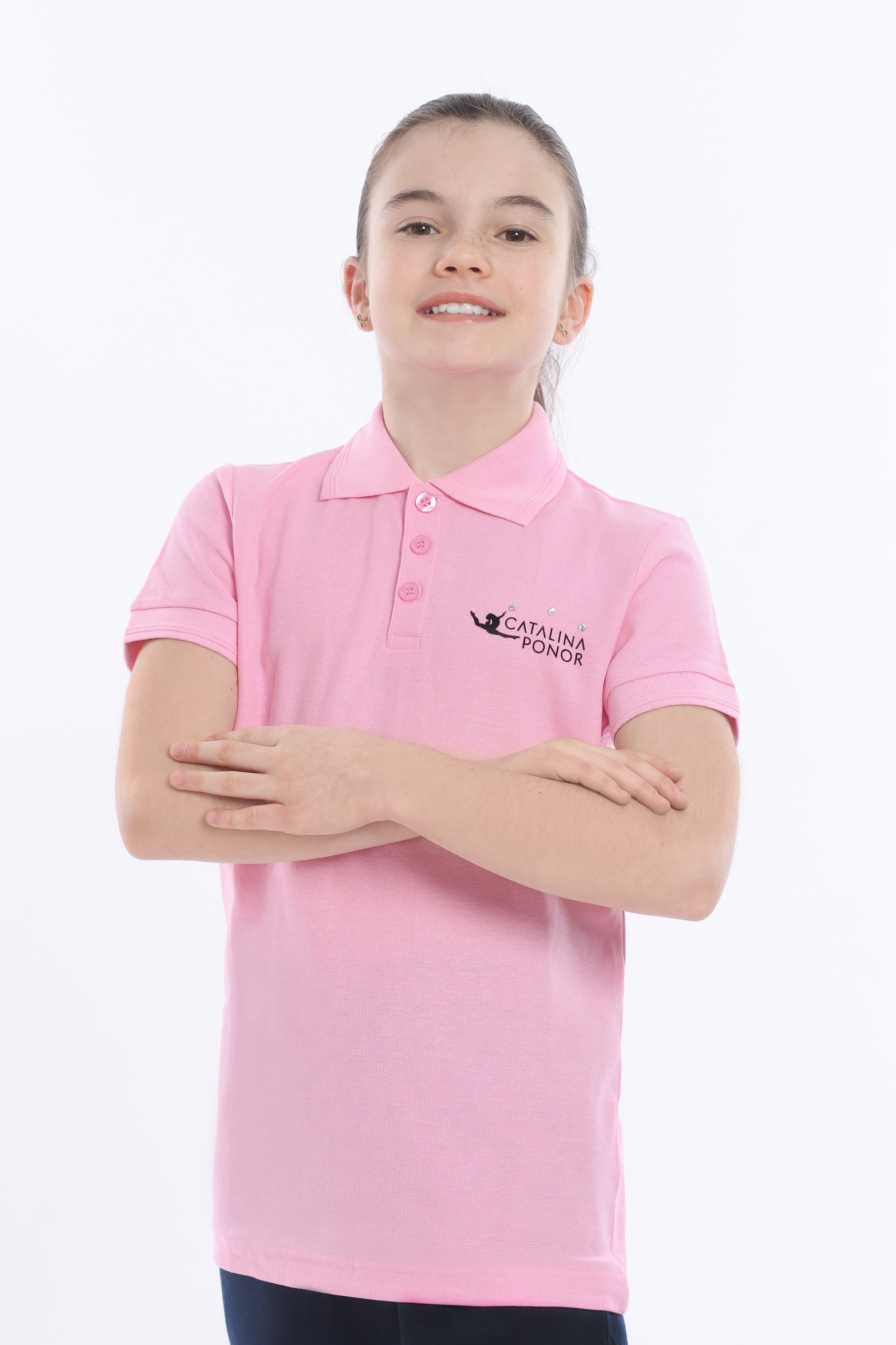 Tricou polo roz pentru fete